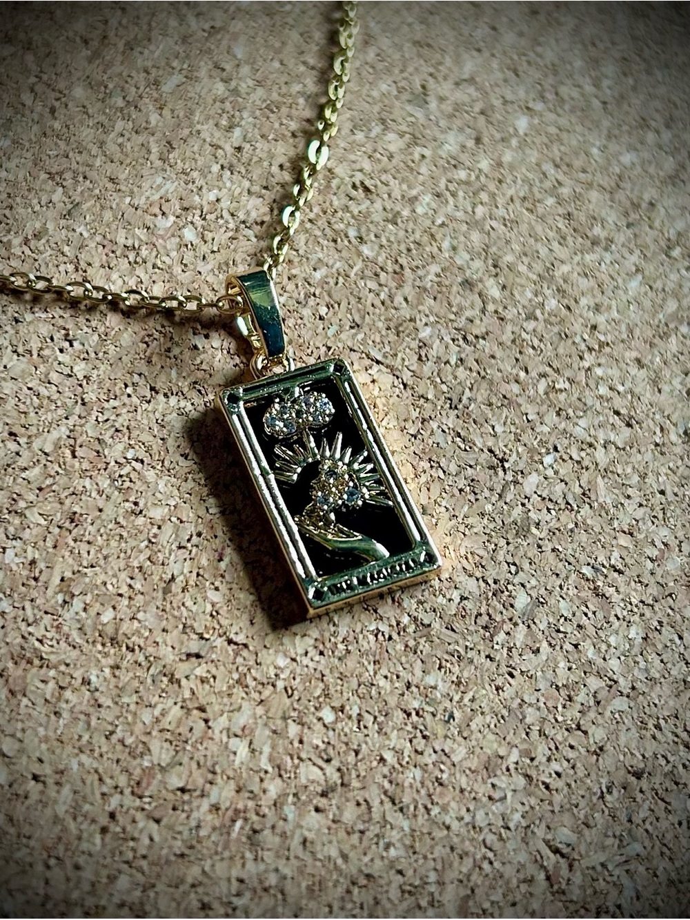 Tarot Card Necklace - The Magician - Gold Tone Chain and Pendant
